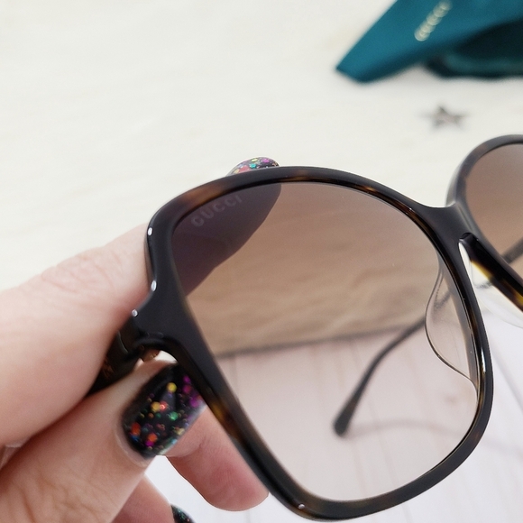 Gucci Oversized Butterfly Sunglasses Havana Tortoiseshell Brown NEW - Picture 8 of 13